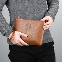 Portefeuille de luxe pour homme en similicuir PU, grande capacité, pochette à monnaie, pochette de poignet, organisateur de documents en similicuir végétalien, idéal pour les affaires
