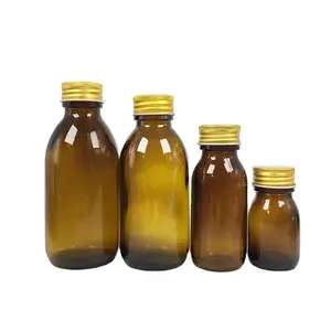 30ml 60ml 120ml 150ml 200ml 250ml empty amber round medicine liquid bottles pharmaceutical glass bottle for castor oil