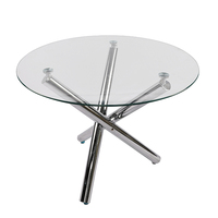 Table à manger ronde moderne en verre trempé de style ferme, avec design assemblé, pour appartements, écoles et salles à manger d'hôtels