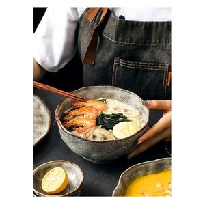 Bol à riz rétro de style <span class=keywords><strong>japonais</strong></span> Assiette à dîner en céramique Vaisselle unique Plat à salade Vente en gros Grand bol à soupe <span class=keywords><strong>Ramen</strong></span> - Product Image 4