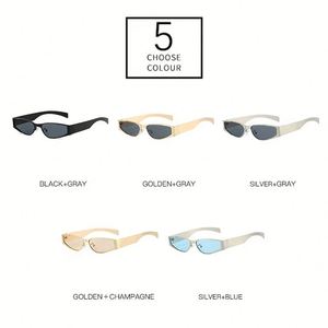 Lunettes de soleil rectangulaires rétro 2025 avec logo personnalisé, petite monture, protection UV400, style œil de chat en métal pour hommes et femmes - Product Image 5