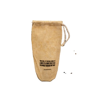 Sacs d'emballage pour bouteilles de vin en toile de jute naturelle, imitation lin, avec cordon de serrage - Product Image 1