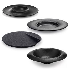 Unbreakable Reusable Matte <b>Black</b> Tableware Melamine Dinnerware Modern Luxurious Dishes Melamine <b>Plates</b> - Product Image 2
