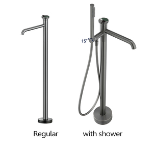 Robinet de baignoire autoportant en laiton 59, mitigeur de bain à poignée unique pour eau chaude et froide, avec douchette à main - Product Image 2