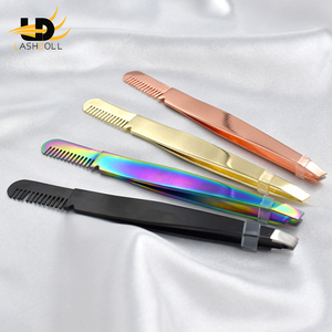 Pince <span class=keywords><strong>à</strong></span> épiler en acier inoxydable en gros, pince <span class=keywords><strong>à</strong></span> épiler biseautée couleur or rose pour cils et applicateurs de cils, <span class=keywords><strong>ciseaux</strong></span> <span class=keywords><strong>à</strong></span> <span class=keywords><strong>sourcils</strong></span> - Product Image 3
