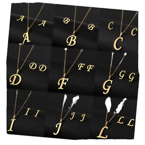 Juego de Collar con Colgante de 26 Letras de Acero Inoxidable, Estilo Europeo Americano, Juego de Joyería con Letras y Aretes para Mujer - Product Image 1
