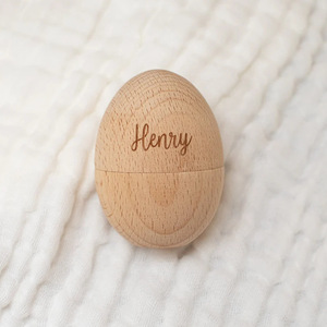 Personalized Carved Wooden Easter Egg Shell Box Natural Wood Color Hollow Engraved For Easter Decoration - Product Image 3