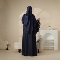 Modeste luxe crêpe Satin manches à volants Abaya ensemble 5 pièces antistatique doux confortable vêtements ethniques femmes musulmanes grande taille