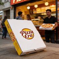 Boîtes à pizza en carton ondulé personnalisées avec logo imprimé, écologiques, 10, 12, 14 pouces, pour la livraison de pizzas en restaurant, SP4492