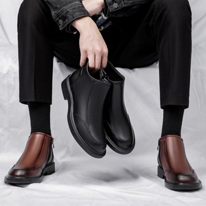 Men's Odor-Resistant Cowhide Business <b>Boots</b> - Formal <b>Dress</b> Shoes, Fresh Lining for Long Business Days - Product Image 4