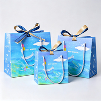 Super Setembro: Sacola de Presente para Pintura a Óleo 230gsm, Arte Mar Estrelado, Fita Bicolor, Embalagem para Doces de Aniversário e Confeitaria, Sacola de Compras Atacado