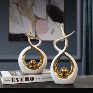 Décoration d'intérieur et d'agence de style artistique unique, moderne et luxueux, en céramique émaillée noir, blanc, vert et or, en forme de torche - Product Image 3