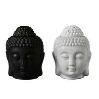 Ensemble de lampes à huile pour brûleur d'encens en céramique personnalisée Bois de santal Matériau en bois parfumé Bouchon de cire de Bouddha blanc noir emballé en boîte aromatique