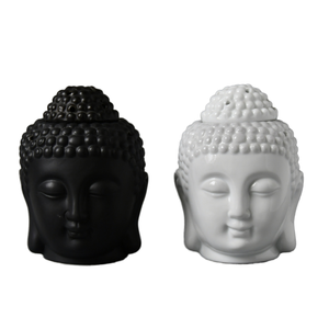 Ensemble de lampes à huile pour brûleur d'encens en céramique personnalisée Bois de santal Matériau en bois parfumé Bouchon de cire de Bouddha blanc noir emballé en boîte aromatique - Product Image 1