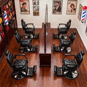 Cadeiras De Barbeiro De Couro De Luxo Quadro De Ferro Cadeira Do Salão De Barbeiro Dos Homens Com Cadeira De Hairing Liga De Alumínio Mobiliário De Salão De PU De Alta Qualidade - Product Image 4