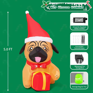 COMIN 5 FT de hauteur gonflables de Noël en plein air Halloween décoration gonflable bouledogue - Product Image 5
