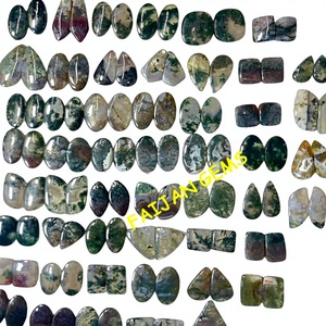 Gran oferta, par de cabujones de ágata de musgo verde Natural, piedras preciosas sueltas para hacer joyas, venta al por mayor, par de ágata de musgo a juego - Product Image 1