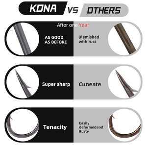 Hameçons à mouche sèche KONA en nickel noir, acier à haute teneur en carbone, anti-corrosion, <span class=keywords><strong>super</strong></span> résistants, accessoires pour la pêche à la truite, la pêche à la carpe et la pêche en eau salée - Product Image 5