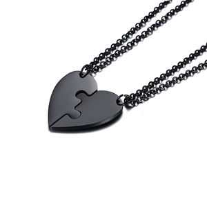 Collana con cuore spezzato per coppia in acciaio inox incisione Laser bianco ciondolo cuore bianco collane per gli <span class=keywords><strong>amanti</strong></span> - Product Image 4