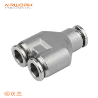 Sambungan Pneumatik Tipe Y, Konektor Cepat, Union, Konektor Cabang, Pembagi Selang Tabung 4 6 8 10 12 14 16mm