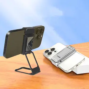 Universal ring double finger buckle kickstand retractable rotate cell phone back grip metal foldable stand phone holder