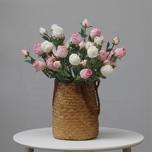 Centre de table de style coréen, 5 têtes de roses en soie, fleurs artificielles décoratives pour la maison, mariage, fête, décoration de table - Product Image 1