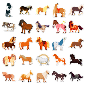 50pcs mignon Animal poney dessin animé autocollant coupe adhésif vinyle autocollant étiquette papier à vendre - Product Image 3