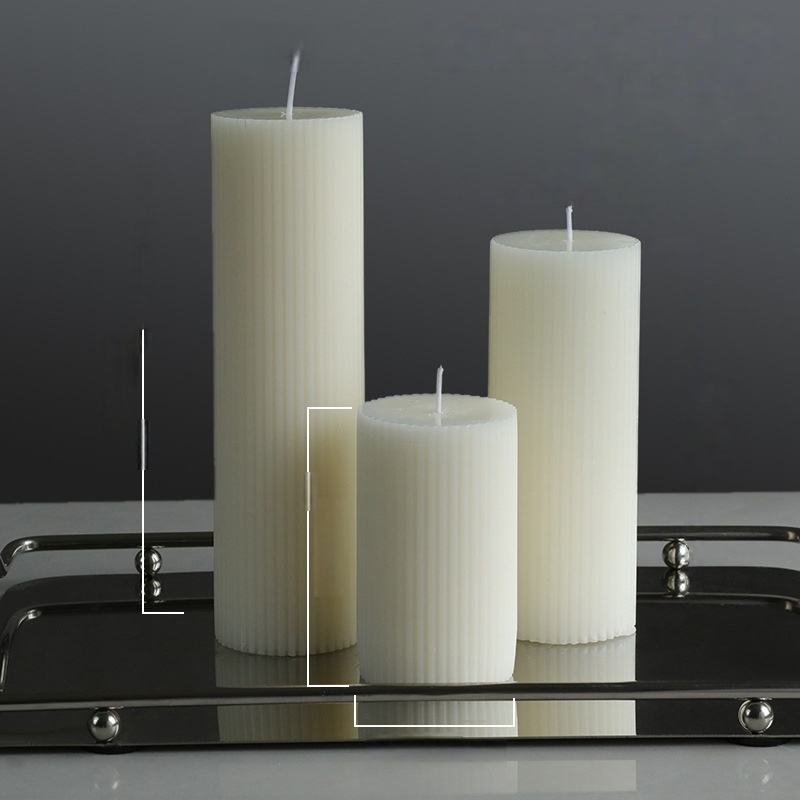 Large Cylindrical Flat-Top Serrated Candle