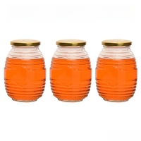 Pots en verre de forme claire vide de nid d'abeilles de catégorie comestible pour le miel avec des couvercles en métal