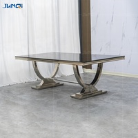 Ensemble de table à manger avec 4, 6 ou 8 chaises, meubles de salle à manger, table à manger en marbre et acier inoxydable
