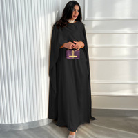 Robe longue à manches longues style Abaya de Dubaï, élégante et modeste, pour soirée, rose, coupe évasée, style Moyen-Orient