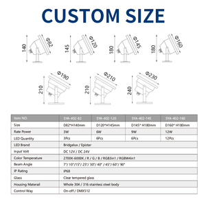 Luces Subacuáticas de DC12V 24V IP68 RGBW 6W 12W 24W LED accesorios de inundación - Product Image 3