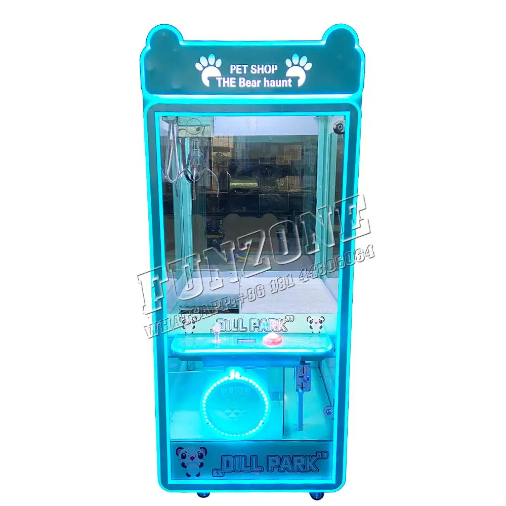 Guangzhou Funzone Commerciële Glazen Transparante Klauw Arcade Game Machine Knuffels Vangen Kraan Mini Klauw Machine