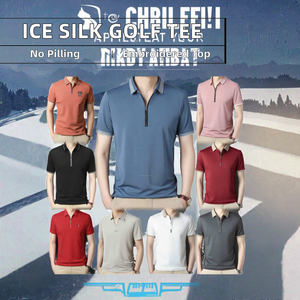Camiseta de Golf para Hombre, de Alta Calidad, Casual, para Negocios, Personalizada, ODM, Tejido Sin Costuras, Botones, Manga Corta, Spandex/Nailon, Transpirable - Product Image 3