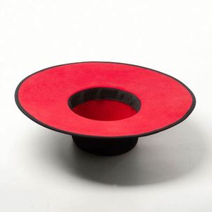 Fashion 2 Tone Casual Outdoor Hats Men and Women 11cm Wide Brim Red Bottom 100% <b>Wool</b> Fedora - Product Image 5
