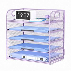 5 Tier Metal Mesh Desk Organizer with Ergonomic Handles <b>File</b> Holder for Home Office Desktop Storage for Papers Magazines - Product Image 3