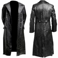 Best-seller transfrontalier populaire : Manteau long médiéval pour homme en cuir synthétique vintage, idéal pour l'automne-hiver
