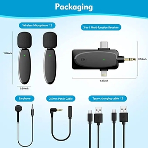 <span class=keywords><strong>ไม</strong></span>โครโฟนไร้สายแบบ3-in-1สำหรับแล็ปท็อป<span class=keywords><strong>ไม</strong></span>โครโฟนลาวาเลียร์คู่ที่ดีที่สุดสำหรับครูและ<span class=keywords><strong>นักข่าว</strong></span> - Product Image 2