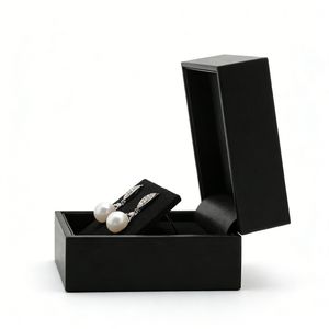 Caja para Pendientes Vintage, Diseño Minimalista, Caja de Regalo para Joyería de Cuero PU Rígido, Inserto de Gamuza, Logotipo Grabado, OEM - Product Image 5