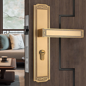 Poignée <span class=keywords><strong>de</strong></span> porte en alliage <span class=keywords><strong>de</strong></span> zinc, couleur or, pour serrures à rosette mécaniques architecturales symétriques - Product Image 1