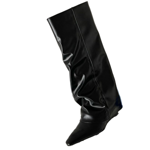 Botas de Mujer de Tacón Bajo de 7CM con Cremallera y Punta Puntiaguda, Estilo Vaquero hasta la Rodilla, Material Suave, Nueva Moda, Zapatos de Verano/Invierno - Product Image 1