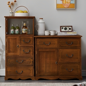 Commode rustique américaine en bois massif et meuble de rangement vintage multi-niveaux pour salon, mobilier de maison - Product Image 4