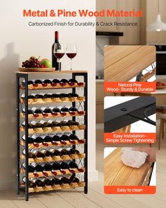Estante para Botellas de Vino Estilo <span class=keywords><strong>Industrial</strong></span> Vintage - 8 Niveles, Capacidad para 48 Botellas, Estructura Metálica Resistente <span class=keywords><strong>y</strong></span> Estantes de <span class=keywords><strong>Madera</strong></span> con Parte Superior para Exhibición - Product Image 2