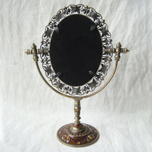 <span class=keywords><strong>Espejo</strong></span> de Mesa de un Solo Lado con Marco de Aleación de Zinc Floral con Joyas Blancas y Rosas de Latón Antiguo, <span class=keywords><strong>Espejo</strong></span> de Escritorio Vintage de 3.5x5 Pulgadas para el Hogar - Product Image 4