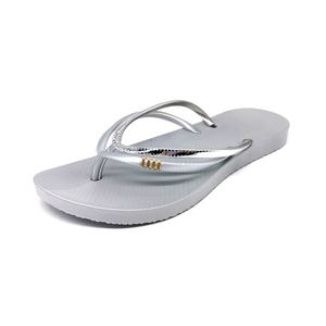 Sandalias de Playa Nicecin para Mujer, Metálicas, Color Oro Rosa y Plateado, con Doble Tira y Brillantina, Pantuflas de Verano de PVC Suave, OEM - Product Image 1