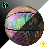 Ballon de basketball professionnel en PU taille 7, brillant et coloré, lumineux dans le noir, pour l'entraînement