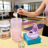 Bouteille de shaker à protéines portable avec logo personnalisé, 700 ml, bouteille d'eau de sport pour la salle de sport avec boule de mélange en acier inoxydable