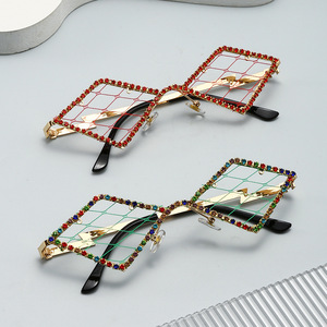 Gafas de Malla con Montura de Aleación y Diamantes Incrustados sin Lentes para Mujer, Lujo 2025, Venta al por Mayor - Product Image 6