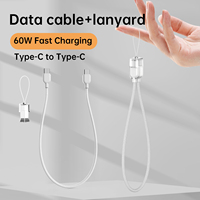 Câble USB-C court portable ASPOR 20 cm, câble de données Type-C vers Type-C à charge rapide PD 60W, cordon de téléphone portable 2-en-1