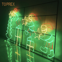 Luces Decorativas Navideñas TOPREX con Forma de Tren de Santa Claus, Iluminación LED Animada en 2D para Exteriores